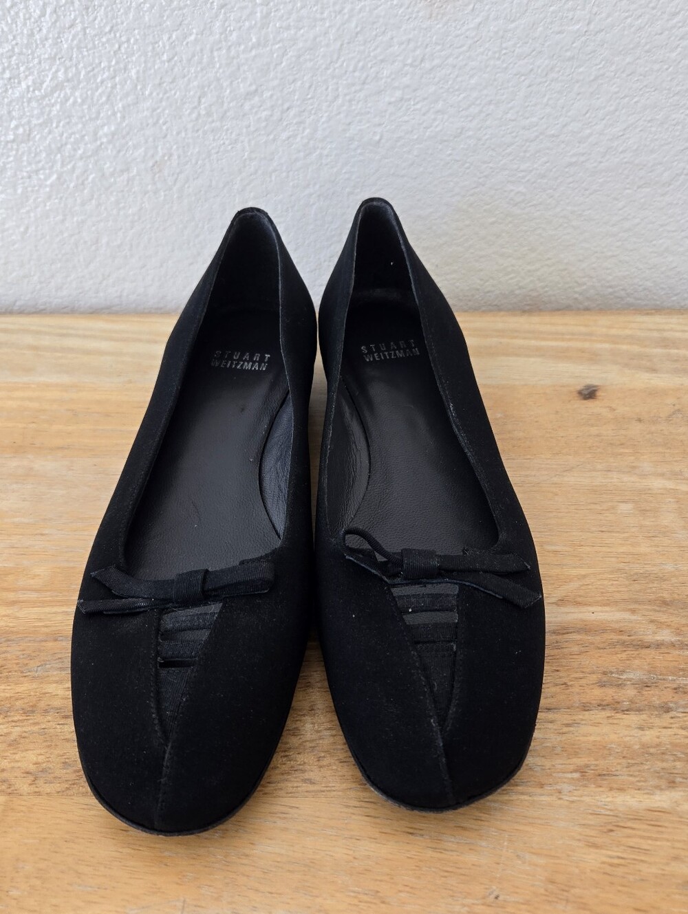Stuart Weitzman Black Bow Accent Slip-on Ballet Flats Size 8.5 M‎ Fabric Upper - Picture 6 of 16